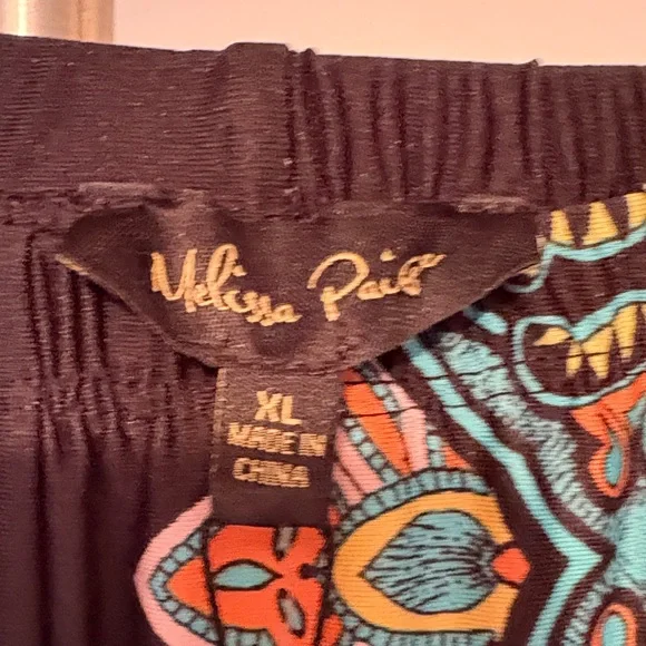 Melissa Paige Black and Multicolor Wide Leg Pants - Picture 3 of 4